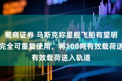 蜀商证券 马斯克称星舰飞船有望明年实现完全可重复使用，将100吨有效载荷送入轨道
